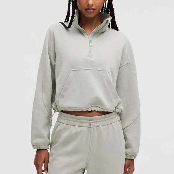 lululemon athletica Tops - Lululemon Brushed Softstreme Half Zip Jade Grey size 12